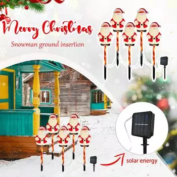 Модернизированный комплект из 5 солнечных рождественских садовых фонарей, водонепроницаемые уличные солнечные рождественские фонари для садовых фонарей для рождественских украшений One Size красный