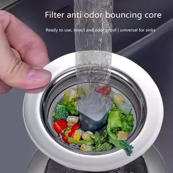 Модернизированный силиконовый фильтр для кухонной мойки и заглушка, корпус из нержавеющей стали 304, силиконовый фильтр-корзина с ручкой, препятствующий засорению One Size