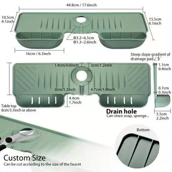 Модернизированный силиконовый кран для раковины, брызгозащитный экран, держатель для губки, для кухонной столешницы, умывальника и ванной комнаты чёрный