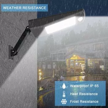 Модернизированный уличный водонепроницаемый светильник на солнечной батарее, вращающийся столб, настенное освещение на солнечной батарее с 4 режимами для дорожки в саду дома White -6000K