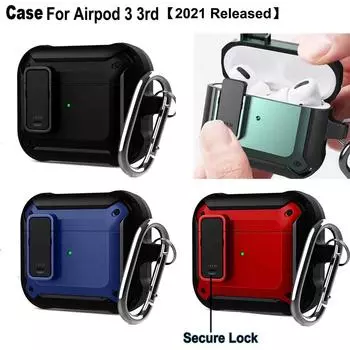 Модернизированный защитный чехол для Airpods 3 3-го поколения, противоударный защитный чехол с надежным замком чёрный