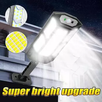 Модернизируйте мощные солнечные светодиодные фонари, уличные солнечные лампы с датчиком движения, водонепроницаемые солнечные садовые фонари, уличные фонари для двора, светодиодные бусины высокой яркости 117COB