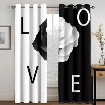 ModernRose Flower Happy Valentine s Day Оконные Шторы Жалюзи Для Гостиной Детской Спальни Ванной Кухни Двери Домашнего Декора2 Шт. W65X60H(cm)X2Pcs&Hook