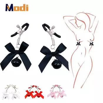 MoDi 4 цвета сексуальный бант регулируемый зажим для сосков грудь БДСМ маленький колокольчик взрослый фетиш флирт дразнящие секс-игрушки для пар 1 Pair
