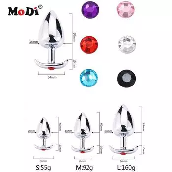MoDi Crystal Silver Metal Пробка из нержавеющей стали для заднего двора Анальная сцепка SML S:70*28(mm)