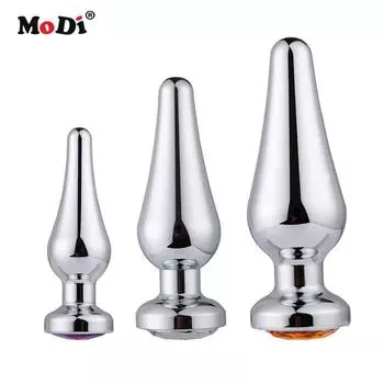 MoDi Кристалл Серебристого Металла Анальная Пробка Из Нержавеющей Стали Для Заднего Двора S:100*30(mm)