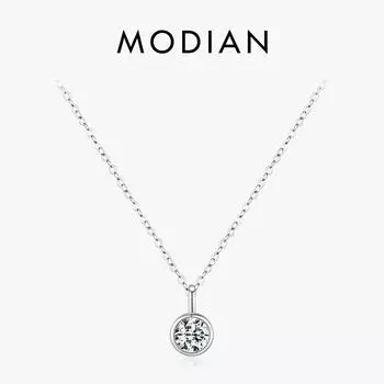 Modian 1 Karaat D Kleur Ronde Оправа безеля Муассанит Подвеска Ketting Zilveren Lab Diamant 925 Vrouwen Sieraden Met Certificaat Doos серебряный
