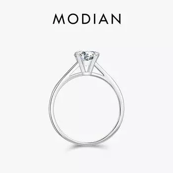 Модиан 1 карат D Kleur Ronde Hoge Kwaliteit Муассанит Кольцо Voor Vrouwen Стерлинговое серебро 925 пробы Romantische Bruiloft Verlovingsband Sieraden 5 серебряный