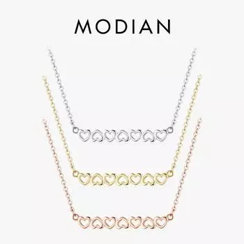 Modian 3 цвета модное ожерелье с сердечками из стерлингового серебра 925 пробы романтическая любовная цепочка ожерелья для женщин свадебные украшения подарки серебряный