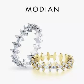 Модиан 925 пробы серебро ромб прозрачный CZ штабелируемые кольца на палец для женщин обручальные свадебные эффектные ювелирные изделия 5 серебряный