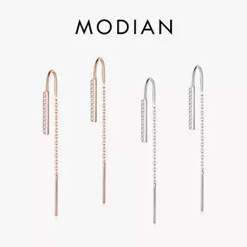 Модиан геометрические серьги длинные серьги-капли с кисточками для женщин стерлингового серебра 925 пробы Свадебные украшения для помолвки серебряный