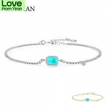 Modian из чистого серебра 925 пробы, элегантный прямоугольный браслет с турмалином Параиба, модная цепочка для женщин, свадебные украшения, подарки