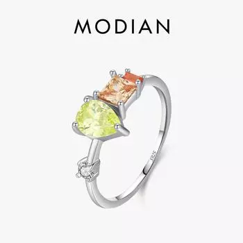 Модиан из стерлингового серебра 925 пробы, изысканные яблочно-зеленые кольца с фианитом для женщин, модные высококачественные обручальные кольца, кольца, ювелирные изделия 5 серебряный