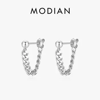 Модиан из стерлингового серебра 925 пробы, модные цепочки, высокое качество, блестящие серьги-гвоздики для женщин и девочек, ювелирные изделия с платиновым покрытием, подарки серебряный
