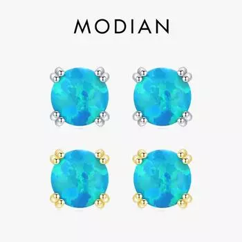 Модиан из стерлингового серебра 925 пробы, модные стильные серьги-гвоздики с натуральным опалом для женщин и девочек, ювелирные изделия, подарки на годовщину, аксессуары серебряный