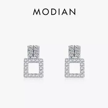 Модиан из стерлингового серебра 925 пробы, простые геометрические квадратные серьги-гвоздики для женщин, эффектные ювелирные изделия серебряный