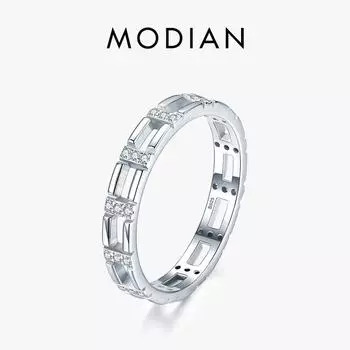 Модиан из стерлингового серебра 925 пробы, прозрачный платиновый фианит, модные кольца на палец для женщин, штабелируемые, эффектные ювелирные изделия для свадьбы и помолвки 5 серебряный