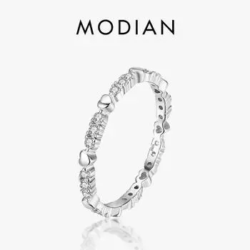 Модиан из стерлингового серебра 925 пробы с сердечками, штабелируемые кольца на палец для женщин, винтажные аксессуары для вечеринок, изящные ювелирные изделия 5 серебряный