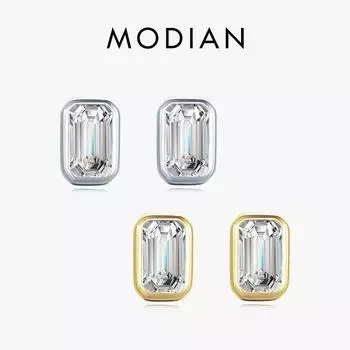 Modian изысканные серьги-гвоздики из стерлингового серебра 925 пробы с изумрудной огранкой AAAAA с цирконием для женщин, эффектные свадебные ювелирные изделия Brincos серебряный