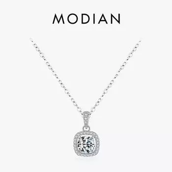 Modian классическое блестящее изысканное ожерелье-цепочка из стерлингового серебра 925 пробы со сверкающим цирконием, свадебные украшения для женщин, подарок серебряный