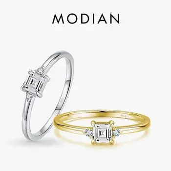 Модиан квадратное кольцо из стерлингового серебра 925 пробы изумрудной огранки с цирконом кольца на палец для женщин свадебные ювелирные изделия в коробке 5 серебряный