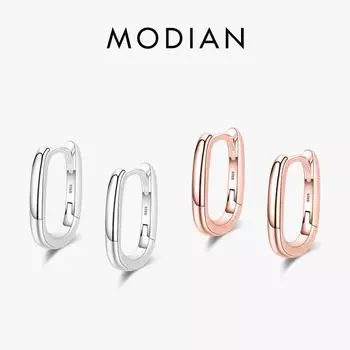 Модиан минималистичные овальные серьги-кольца с подвесками для женщин, стерлинговое серебро 925 пробы, простые свадебные, помолвочные ювелирные изделия, подарки серебряный