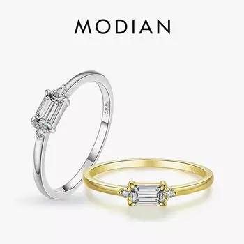 Модиан минимализм стерлингового серебра 925 пробы сверкающие изумрудные кольца с цирконием на палец для женщин свадебные украшения для помолвки 5 серебряный