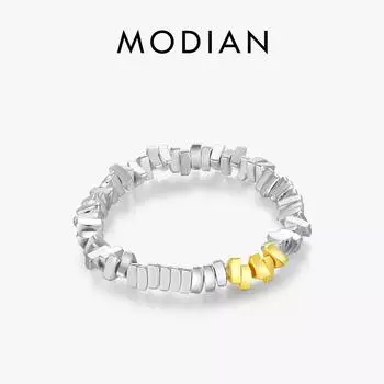 Модиан Модиан из стерлингового серебра 925 пробы с геометрическим блоком, регулируемые простые кольца с подвесками для женщин, ювелирные украшения с платиновым покрытием серебряный