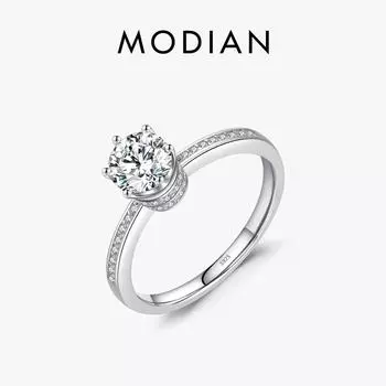 Модиан Модиан Ювелирные Изделия Роскошные Женщины Обручальное Кольцо Стерлингового Серебра 925 5А Циркон Обручальные Кольца Короны 5 серебряный