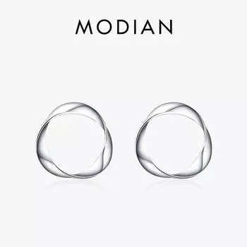 Modian нерегулярные простые модные круглые серьги-гвоздики из стерлингового серебра 925 пробы для женщин, женские брендовые ювелирные изделия серебряный