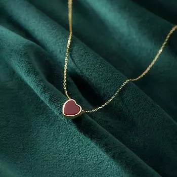 Modian Новое поступление 925 стерлингового серебра Красные милые сердца кулон ожерелье для женщин золотого цвета ожерелье ювелирные изделия аксессуары