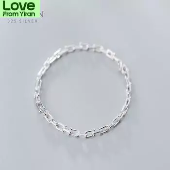 Modian Простой геометрический браслет-цепочка для женщин, модный браслет из настоящего серебра 925 пробы, ювелирные аксессуары