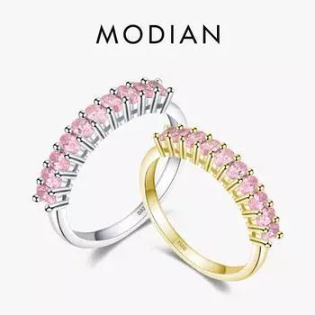 Modian романтическое розовое кольцо с фианитом из стерлингового серебра 925 пробы, роскошные ослепительные кольца на палец для женщин, свадебные украшения 5 серебряный