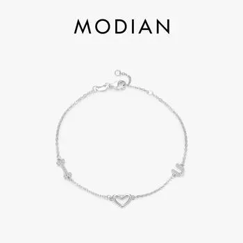 Modian Romantische Liefde Armband 925 Стерлинг Zilveren Hartjes Zoete Armbanden Voor Vrouwen Vrouwelijke Trouwdag Fijne Sieraden серебряный