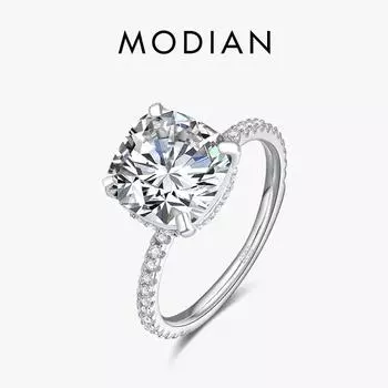 Modian Роскошное кольцо из стерлингового серебра 925 пробы, классические 3CT, 10 сердец, стрелки, циркон, ювелирные изделия для женщин, обручальные кольца 5 серебряный