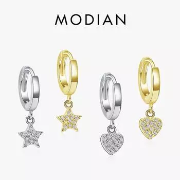 Modian Роскошные серьги из стерлингового серебра 925 пробы с сердечками, звездами и луной, модные серебряные украшения для женщин, свадебные серьги, подарок серебряный