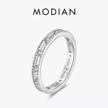Модиан серебряные кольца штабелируемые винтажные кольца на палец с платиновым покрытием для женщин Свадебные ювелирные изделия из стерлингового серебра 925 пробы 5 серебряный