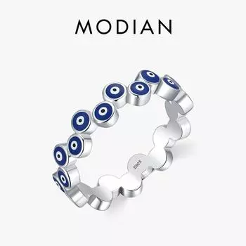 Модиан, стерлинговое серебро 925 пробы, художественный дизайн, голубые глаза, штабелируемое кольцо на палец для женщин, модные ювелирные аксессуары для вечеринок 5 серебряный