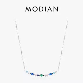 Модиан, стерлинговое серебро 925 пробы, изысканное элегантное длинное ожерелье с подвеской, винтажная цепочка на шею для женщин, подарок на день рождения, ювелирные изделия серебряный