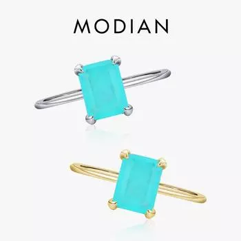 Модиан, стерлинговое серебро 925 пробы, классический прямоугольный турмалин, женское кольцо на палец для женщин, очаровательные ювелирные изделия 5 серебряный