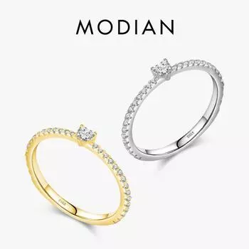 Модиан, стерлинговое серебро 925 пробы, классическое простое кольцо в форме сердца с фианитом на палец для женщин, свадебные ювелирные украшения Anillo 5 серебряный