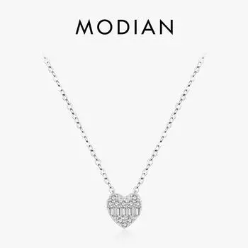 Модиан, стерлинговое серебро 925 пробы, оправа с паве, Harten Mousserende, циркониевая вешалка для вешалок Klassieke Romantische Bruiloft Sieraden Voor Vrouwen