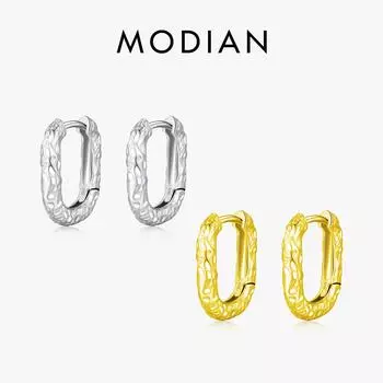 Модиан Стерлинговое Серебро 925 пробы Prachtige U Vorm Textuur Oorringen Voor Vrouwen Wit Verguld Hypoallergene Fijne Sieraden серебряный