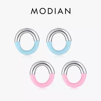 Модиан, стерлинговое серебро 925 пробы, простые серьги-гвоздики в форме сердца с эмалью, модные круглые женские серьги-гвоздики с фианитом, женские изысканные украшения розовый