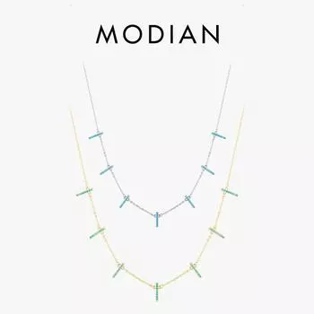 Модиан, стерлинговое серебро 925 пробы, винтажное очаровательное бирюзовое короткое колье с геометрическим рисунком, цепочка для женщин, свадебные эффектные ювелирные изделия серебряный