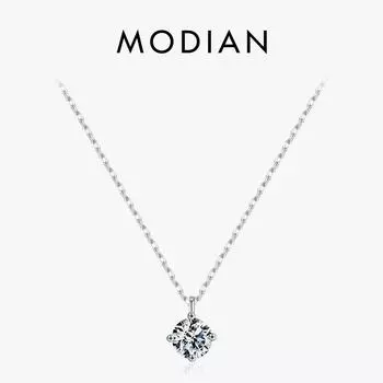 MODIAN Стерлингового Серебра 925 Классические Круглые 1CT Высокое Качество Цирконий Подвески Для Женщин Свадебные Роскошные Изящные Ювелирные Изделия Подарок серебряный