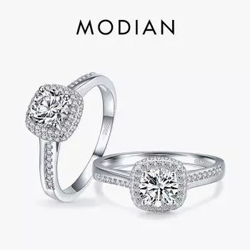 Modian Стерлингового Серебра 925 Круглый Прозрачный Цирконий Обручальные Кольца Для Женщин Свадебные Обещания Заявление Ювелирные Изделия Подарок 5 серебряный