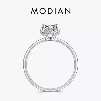 Modian стерлингового серебра 925 пробы классические круглые прозрачные CZ свадебные брендовые кольца на палец с платиновым покрытием эффектные ювелирные изделия для женщин 5 серебряный
