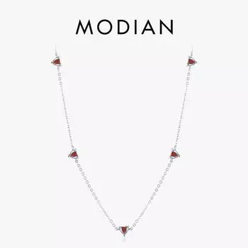 Модиан стерлингового серебра 925 пробы красочные циркониевые звенья цепочки и ожерелья с несколькими кулонами в виде сердечек для женщин Свадебные ювелирные украшения серебряный
