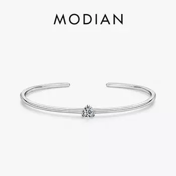 Modian стерлингового серебра 925 пробы круглый прозрачный десять сердце CZ открытый браслет для женщин ювелирные изделия Шарм регулируемый браслет подарки серебряный